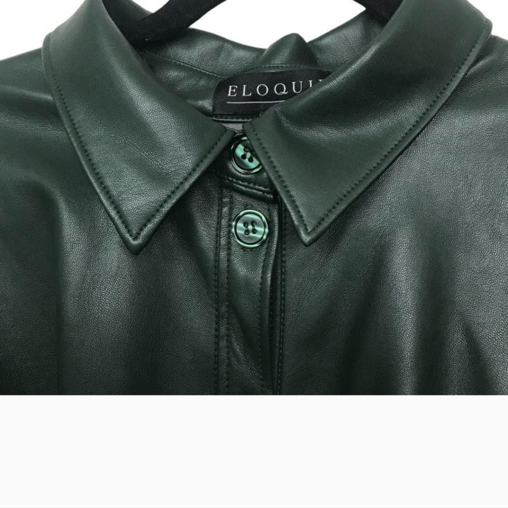 ELOQUII Green Faux Leather Trench Dress NWT Size 22, this dress is past the knee